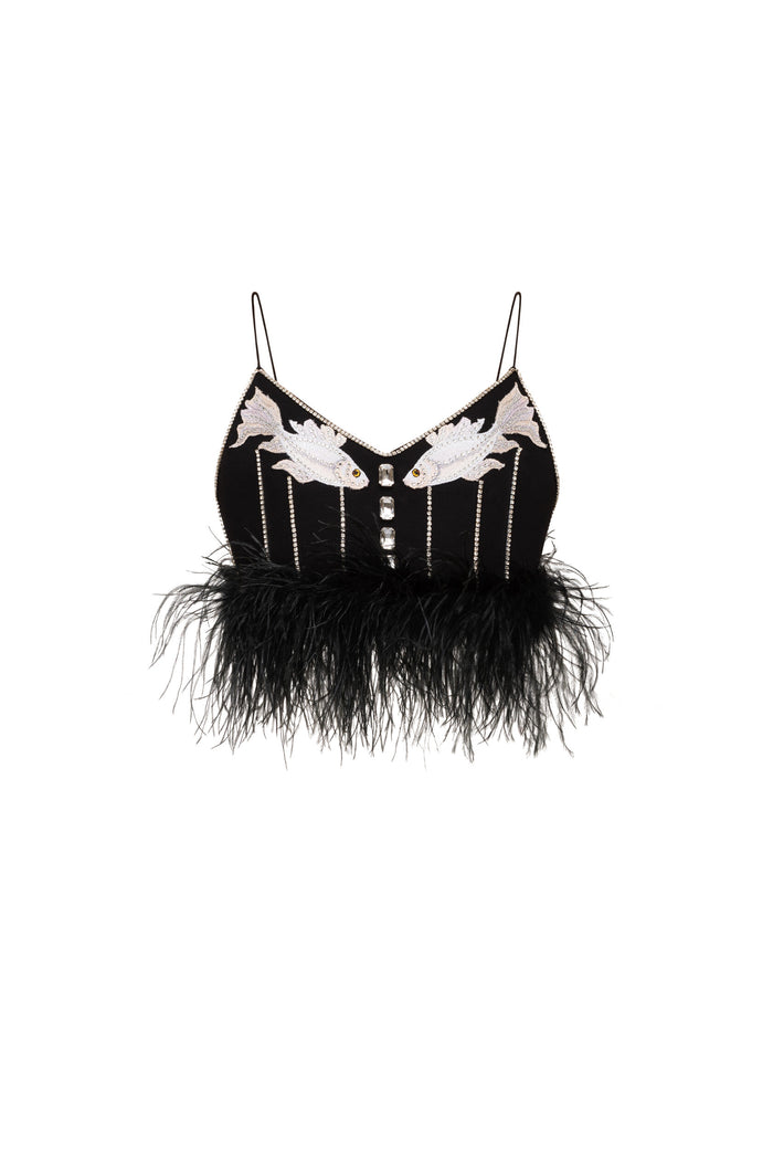 Crop top "Black fish"